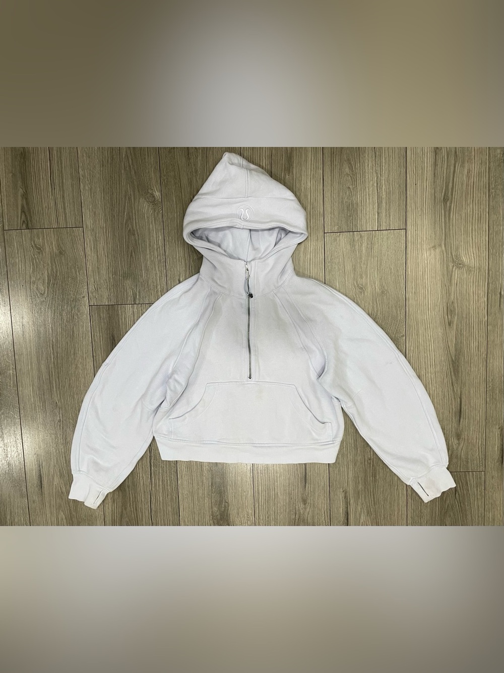 Lululemon Scuba Oversized Half-Zip Hoodie Heathered Light Blue Sz XS/S